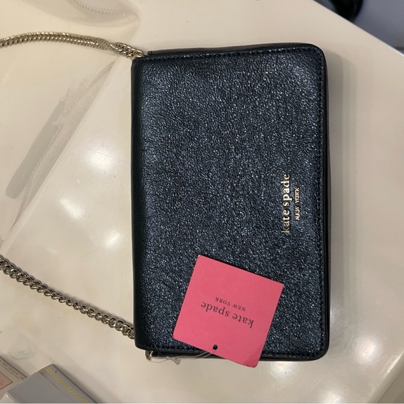 Kate Spade Spencer Metallic Chain Wallet Crossbody~Metal Night~NWT - Picture 5 of 9